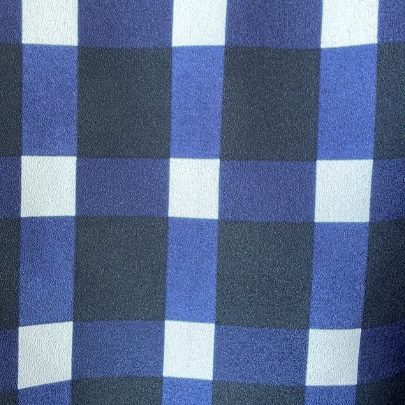 Banana Republic Navy Gingham Tuck Sleeve Tie Waist Blouse Small - Picture 7 of 14